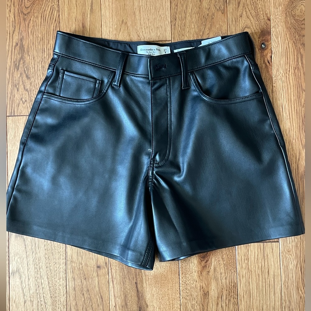 NWT black leather shorts